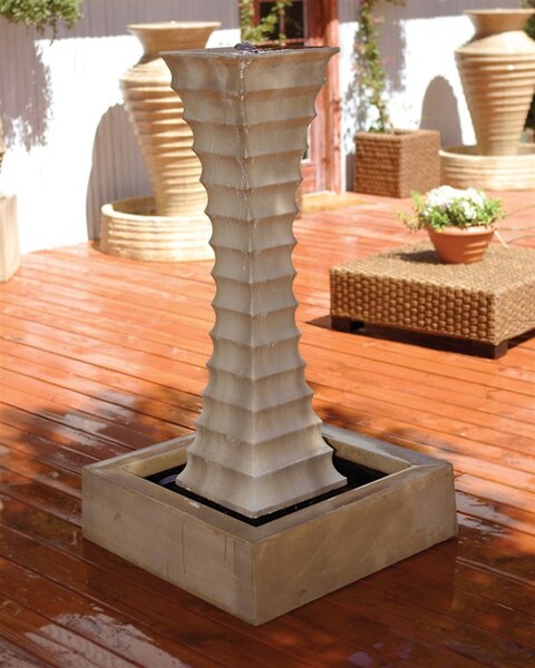 Square Scallop Fountain Modern Contemporary Garden Decor